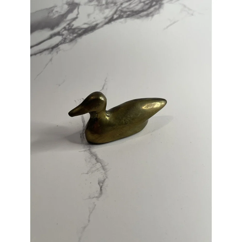 Small Brass Duck Paperweight Bird Figurine Approx. 3
